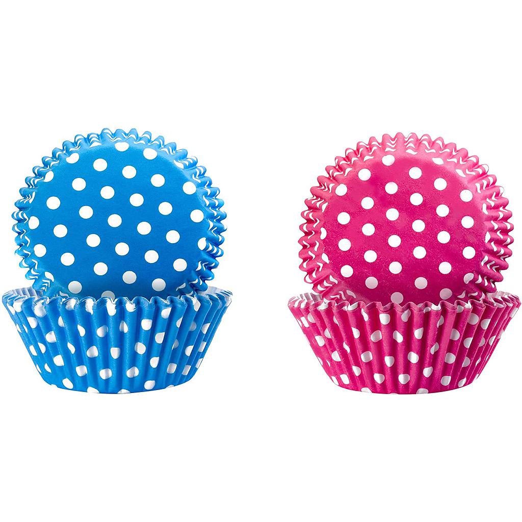 CAPSULAS PARA CUPCAKE LUNARES ROSA&amp;AZUL IB 735904