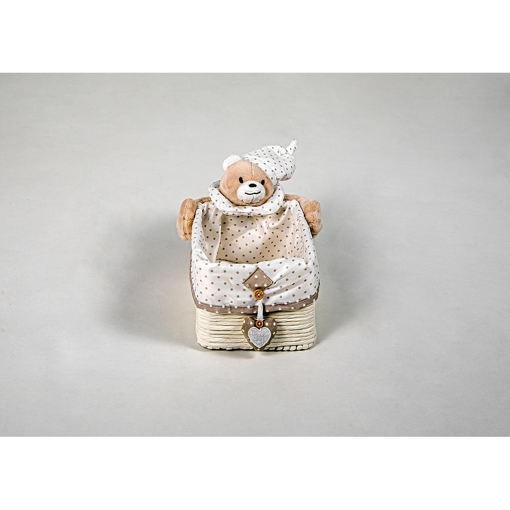 CAJA ORGANIZADORA PARA NINOS DISENO OSITO BEIGE PEQUENO XTF20-6TK04 (20 x 16 x 12cm)