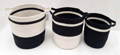 CESTA DE CUERDA DE ALGODÓN BICOLOR CON MANGOS GRANDE GHNB191GR (35 x 29cm)