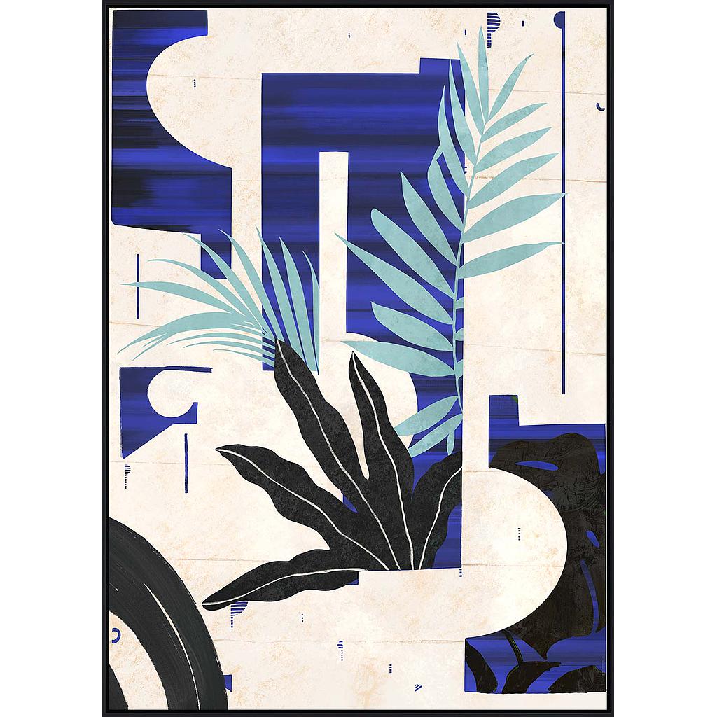 CUADRO HOJAS AZUL Y NEGRO 15350 (140 x 100cm)