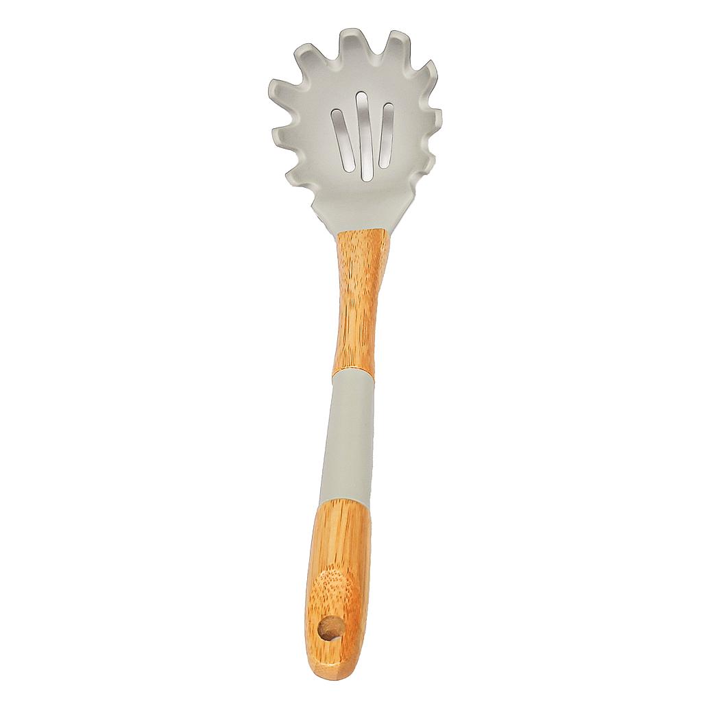 CUCHARON ESCURRIDOR BAMBOO/SILICONA GRIS 1HM5-4G