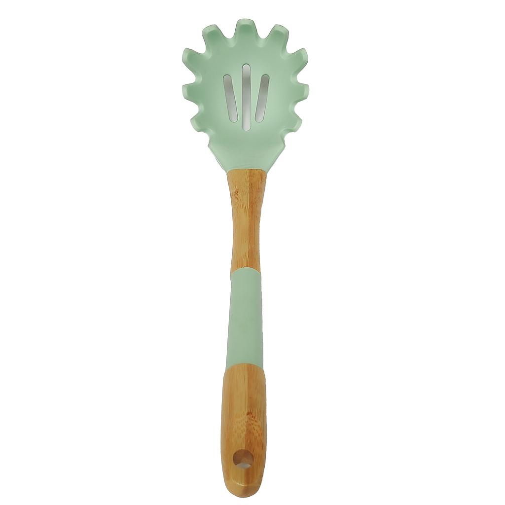 CUCHARON ESCURRIDOR BAMBOO/SILICONA VERDE 1HM5-4V