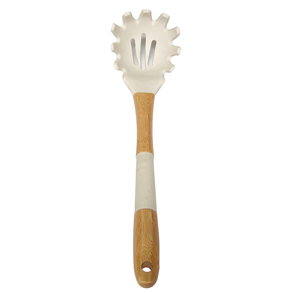 CUCHARON ESCURRIDOR BAMBOO/SILICONA BLANCO 1HM5-4B