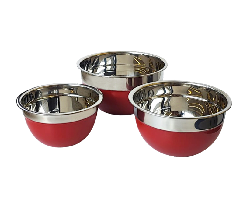 SET BOWLS ACERO INOX BASE ROJO 3PZS 22470296