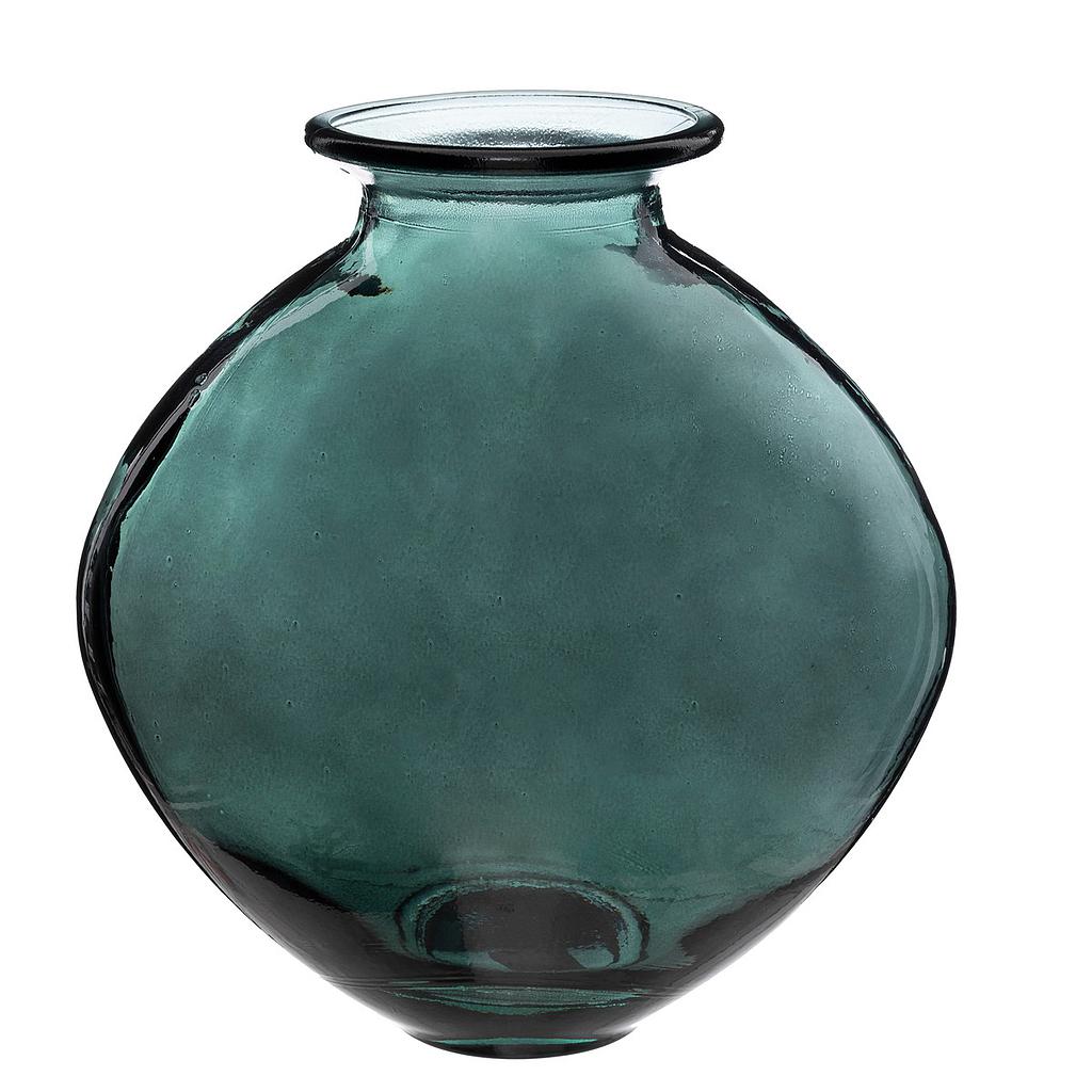 JARRON DE VIDRIO VERDE PARA FLORES INDIVIDUALES 189211 (26 x 24cm)