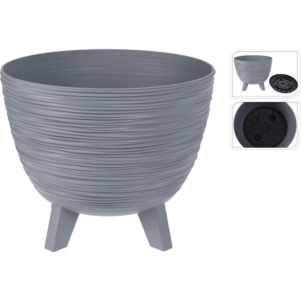 MACETA CIRCULAR CON PATAS GRIS  Y89300330 (23.6 x 19.5cm)