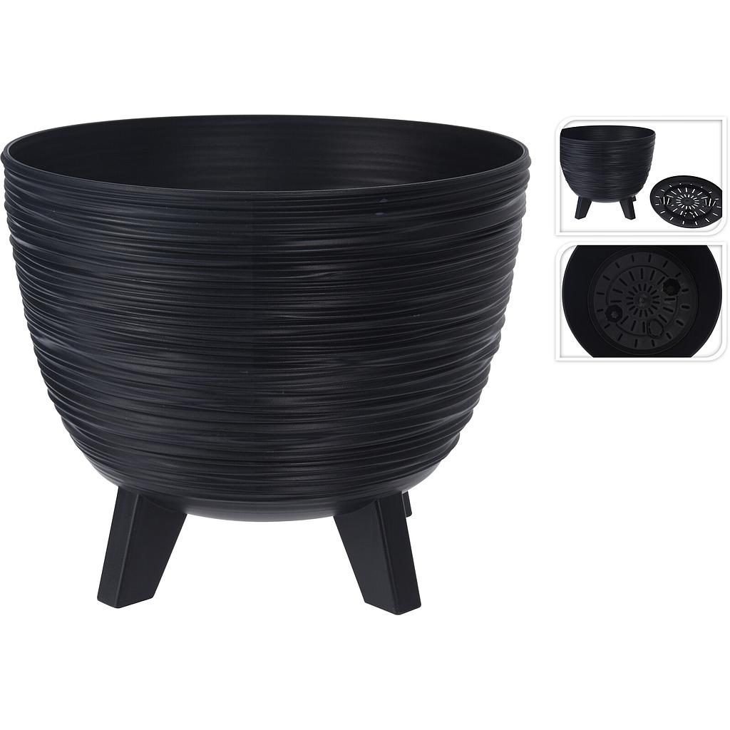 MACETA CIRCULAR CON PATAS NEGRO  Y89300340 (23.6 x 19.5cm)