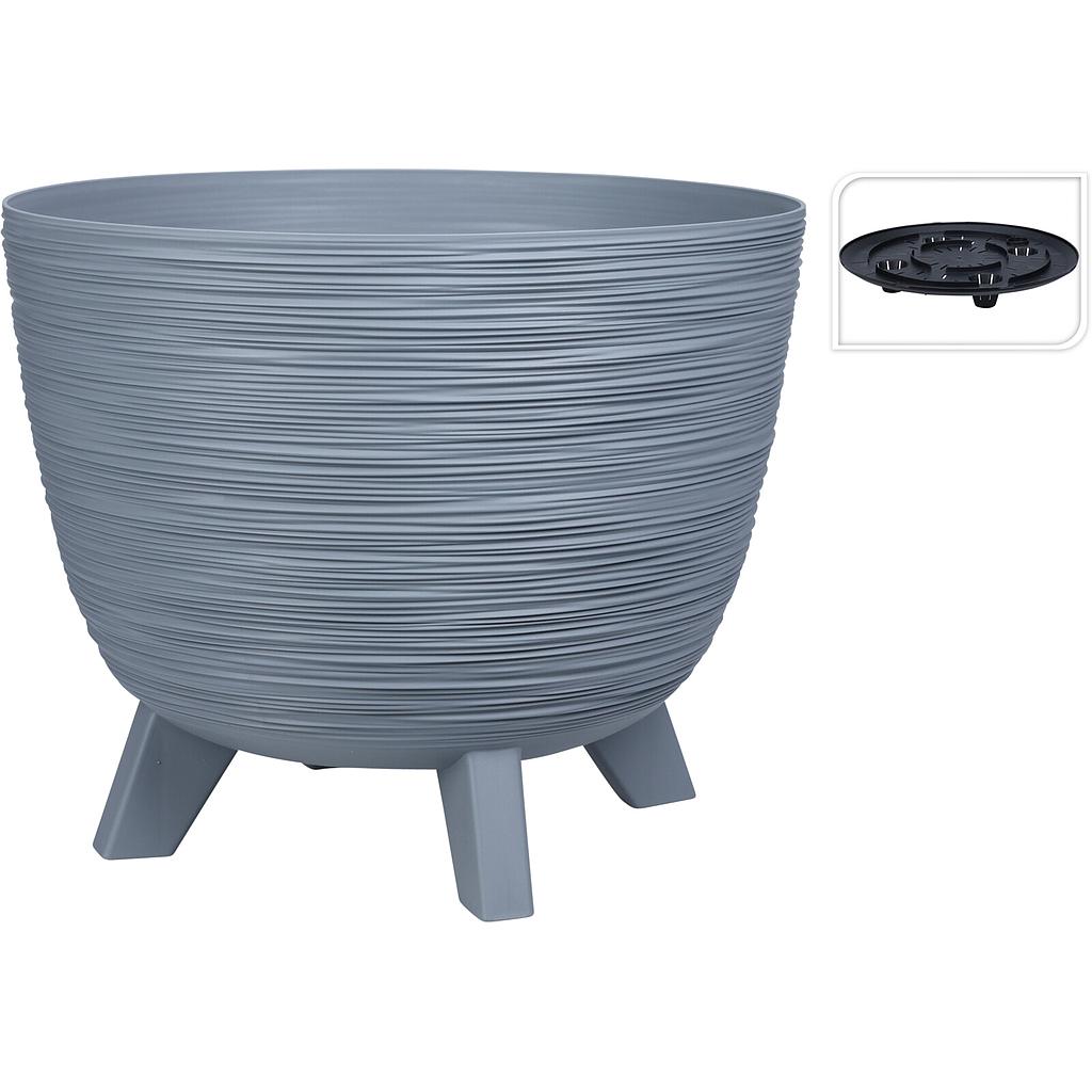 MACETA CIRCULAR CON PATAS GRIS Y89300390 (39.5 x 32cm)