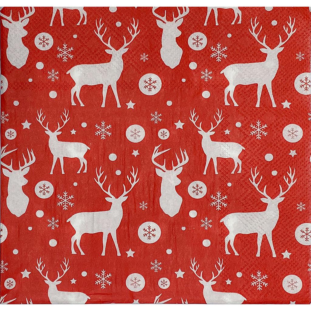 SERVILLETA DE PAPEL DISENO NAVIDAD RENOS 20PZS IC822-15