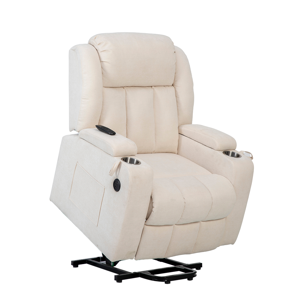 SILLON RECLINER CHARLEROI ELÉCTRICO BEIGE ELEVADOR MASAJE &amp; CALEFACCIÓN 106.1098