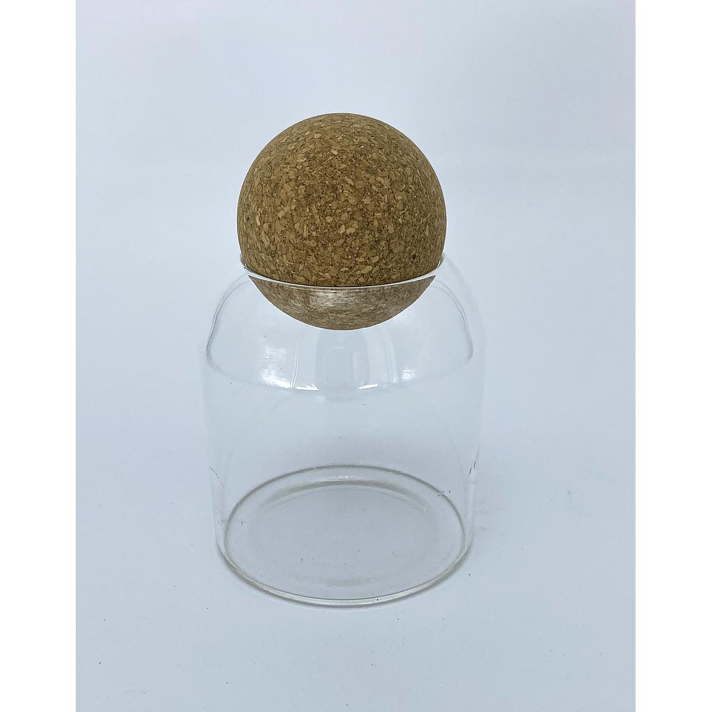 CONTENEDOR VIDRIO MULTIUSO TAPA CORCHO 4HM37-14 (8.9 x 9.5cm / 350ml)