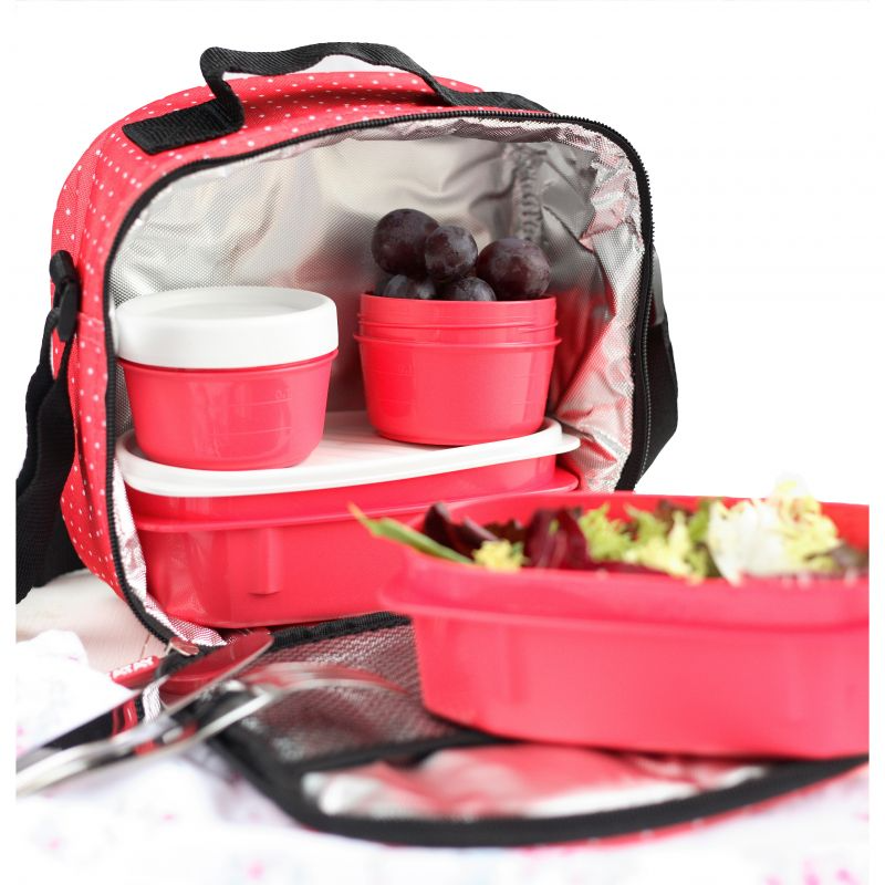 LONCHERA Y CONTENEDOR ALIM. URBAN FOOD LUNARES 5PZS 1167507 (22.5 x 10 x 22cm)