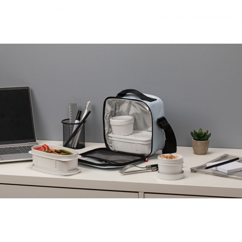 LONCHERA Y CONTENEDOR ALIM. URBAN FOOD AZUL PASTEL 5PZS 1167527 (22.5 x 10 x 22cm)