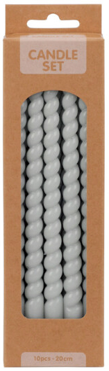 SET VELAS TWISTES GRIS 10PZS S37700120C (20cm)