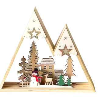 ADORNO NAVIDEÑO MUÑECO Y CASAS 086-0027 (21.5 x 25cm)