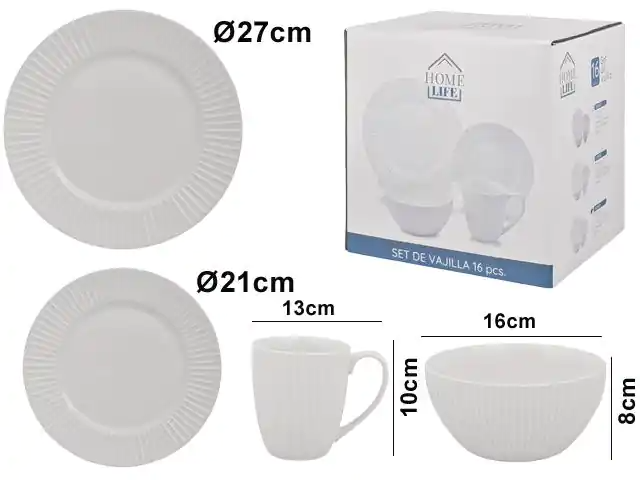 VAJILLA PORCELANA BLANCO 16PZS 602426 / SAN5137/ED0002