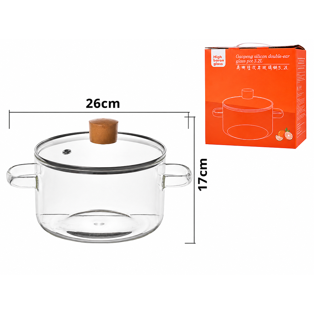 OLLA VIDRIO CON TAPA 612488 / SAN5000/Q8737-1 (26 x 17cm / 3.2lt)