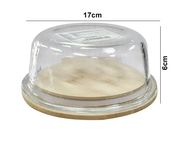 QUESERA BAMBOO &amp; VIDRIO 353752 / BXH00026-4 (17 x 17 x 6.8cm / 630ml)