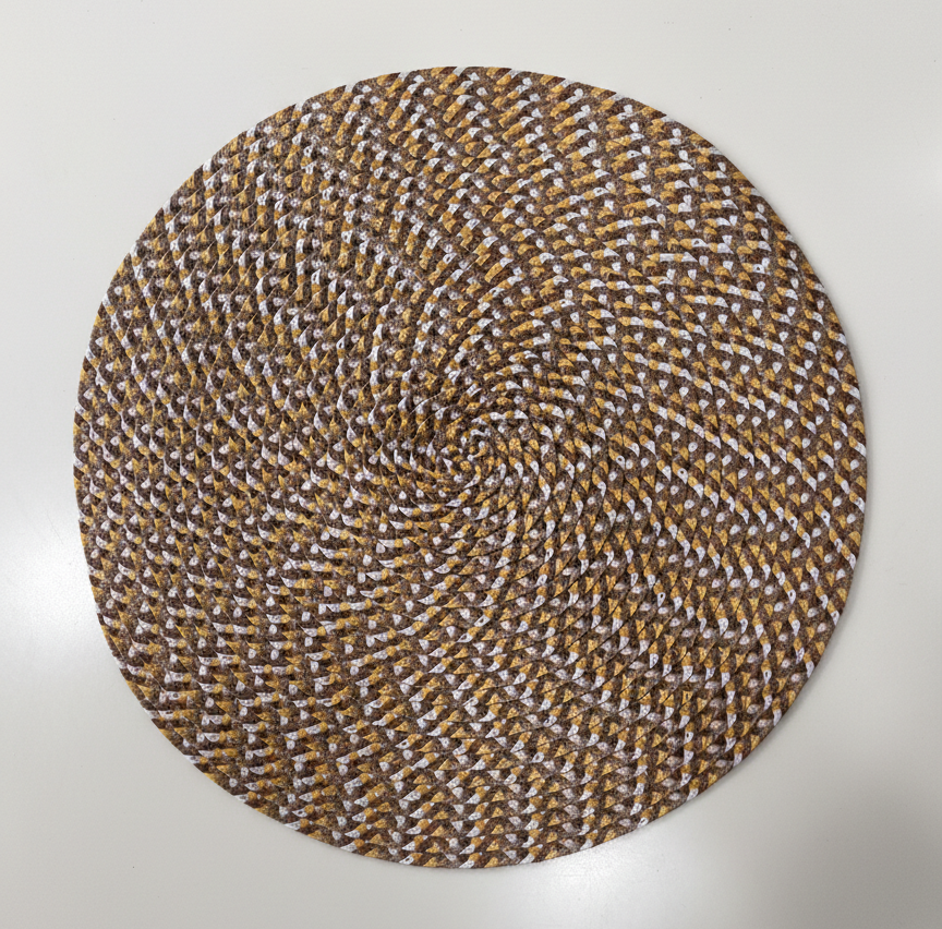 INDIVIDUAL REDONDO AMARILLO BLANCO CAFE 4HM38-8F