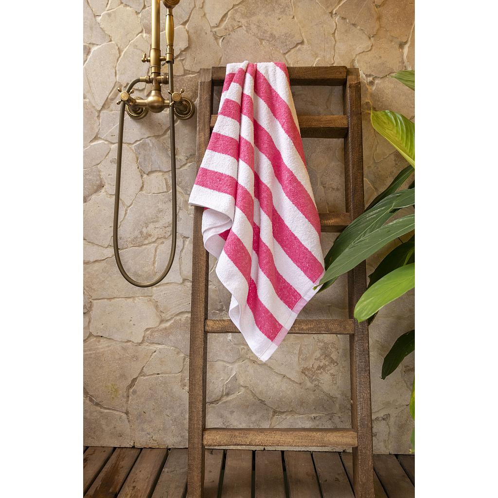 TOALLA CALABRIA BLANCO FUCSIA FT-316-44590 (150 x 80cm / 100% ALGODON / 380gr)