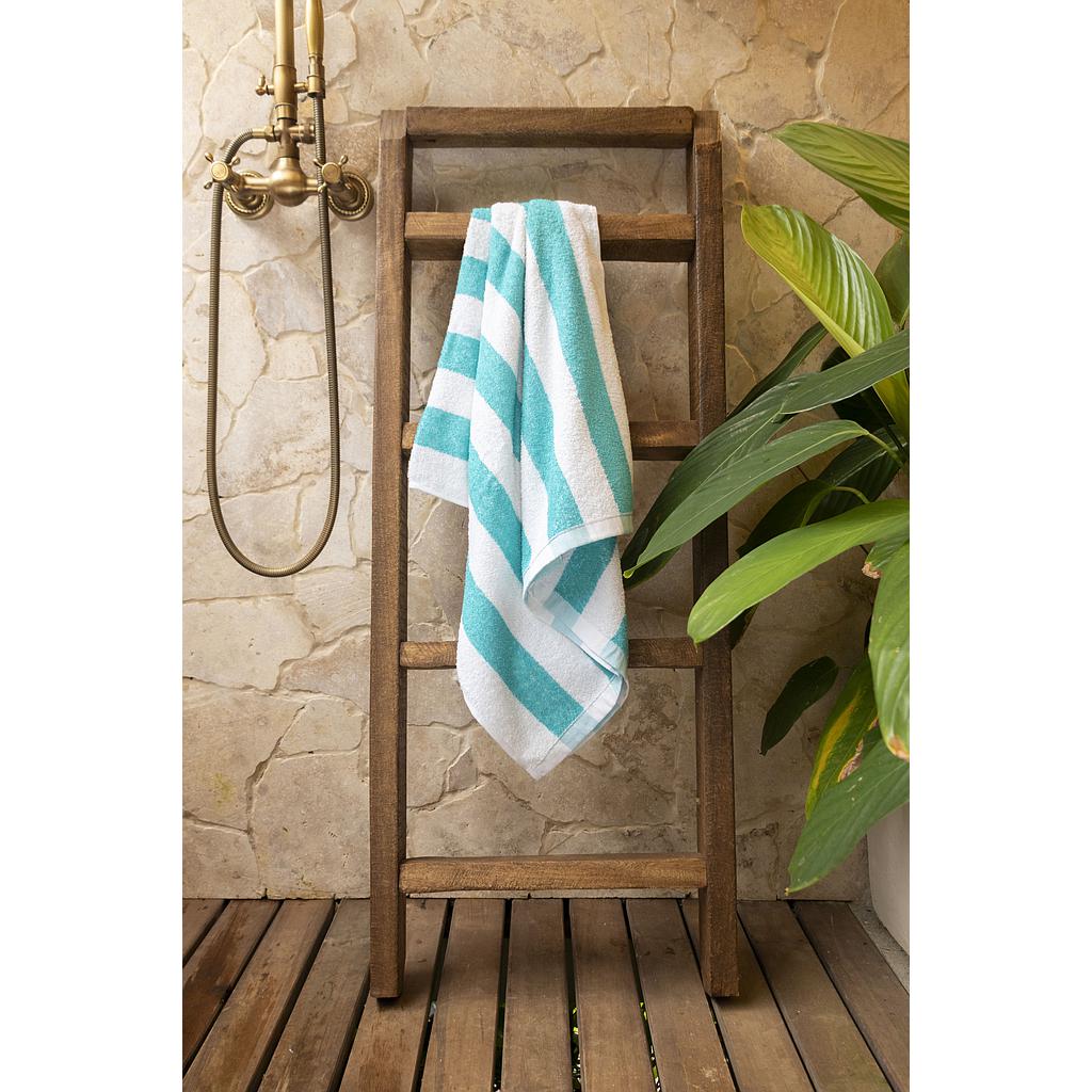 TOALLA CALABRIA BLANCO TURQUESA FT-556-44588 (150 x 80cm / 100% ALGODON / 380gr)