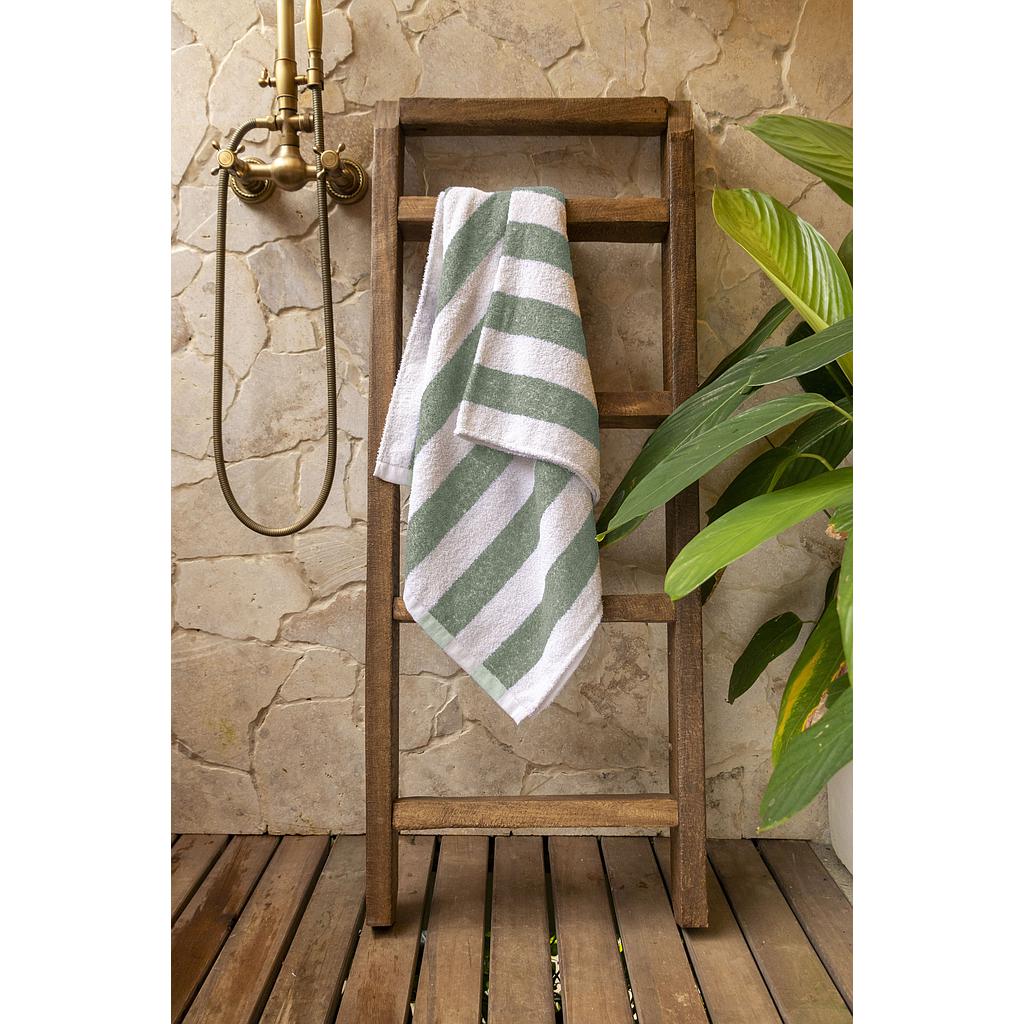 TOALLA CALABRIA BLANCO VERDE FT-601-44587 (150 x 80cm / 100% ALGODON / 380gr)