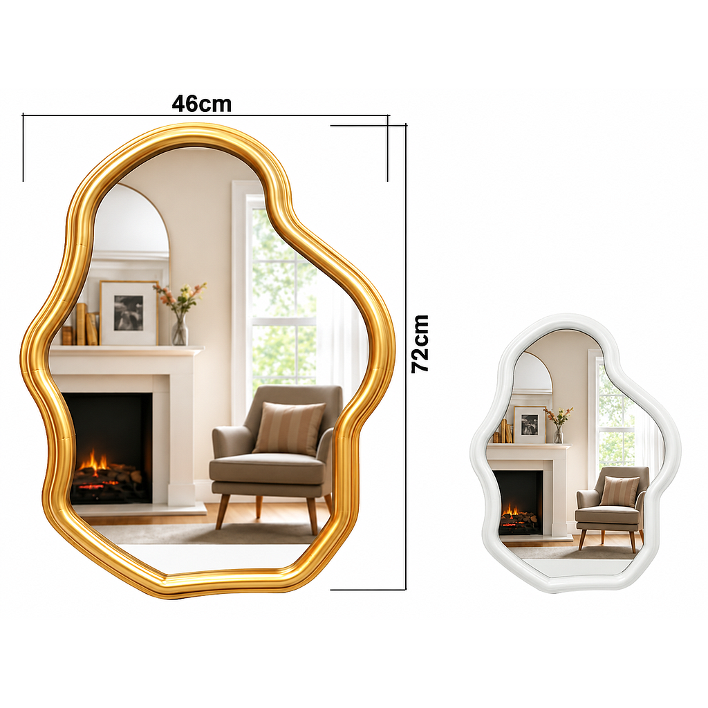 ESPEJO DECORATIVO BLANCO / DORADO 808980 / ES28827 (72 x 46 x 3cm)