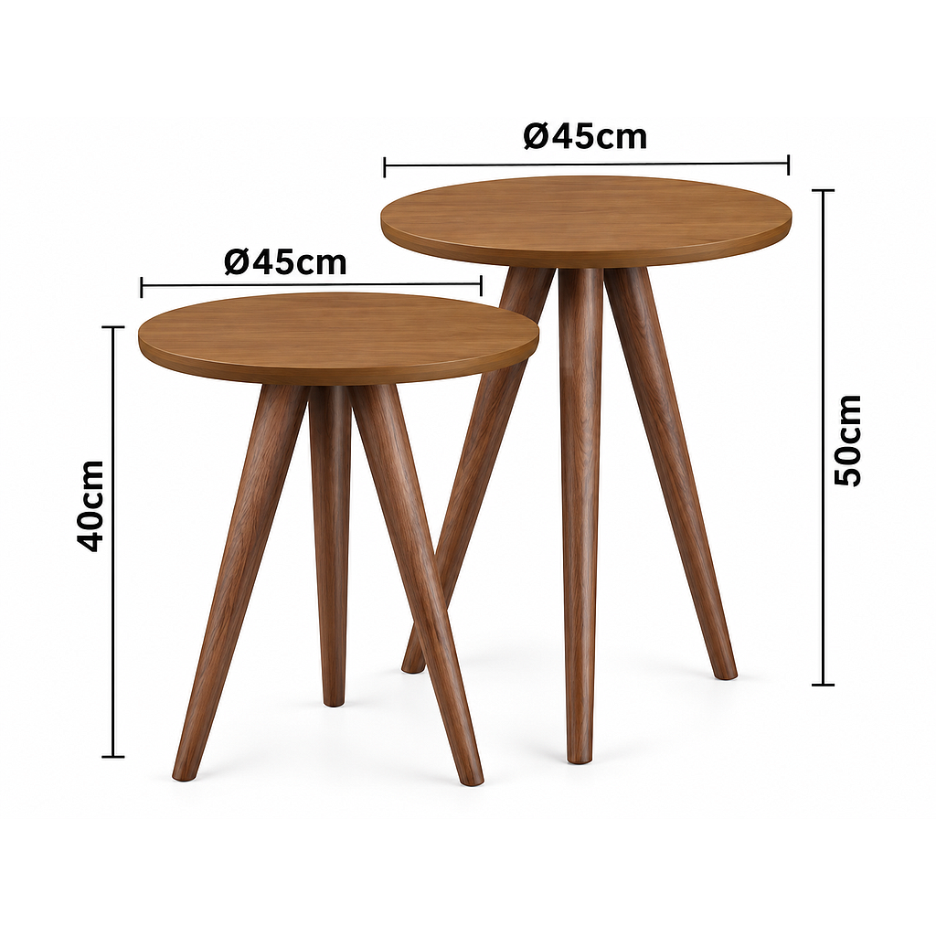 SET MESA AUXILIAR MADERA APOIO LUXO 2PZS 283933 / 27534 (50 x 45cm / 40 x 45cm)