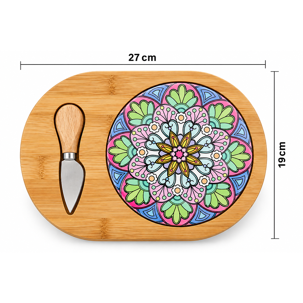 TABLA OVALADA DE PICAR QUESO MANDALA 687703 / JM049 (26.5 x 19cm)